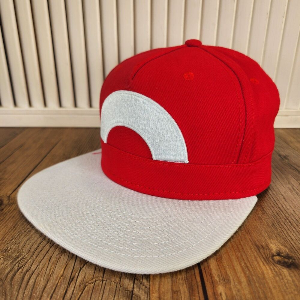 Pokemon Ash Ketchum Hat Red Gray Snapback Cosplay Anime Flat Bill Baseball Cap